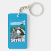 Puffins & Cruise Ship - Sitka, Alaska Sleutelhanger (achterkant)