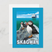 Puffins & Cruise Ship - Skagway, Alaska Briefkaart (Voorkant / Achterkant)