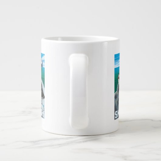 Puffins & Cruise Ship - Skagway, Alaska Extra Grote Mok (Achterkant)