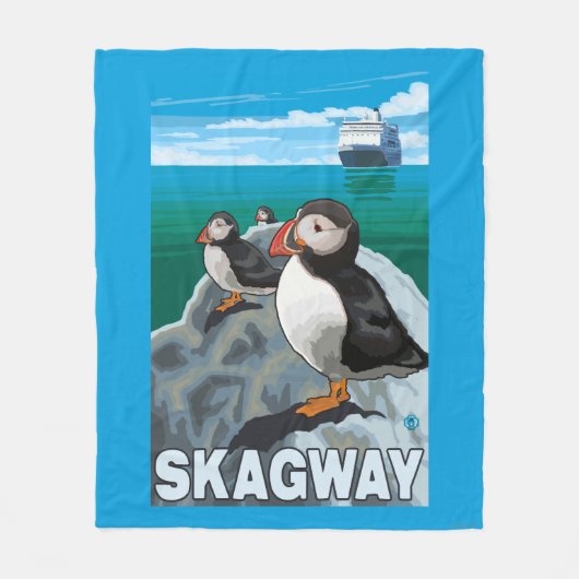 Puffins & Cruise Ship - Skagway, Alaska Fleece Deken (Voorkant)