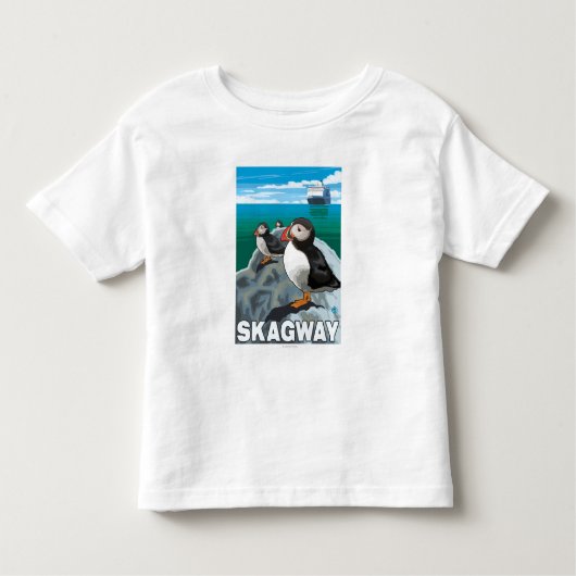 Puffins & Cruise Ship - Skagway, Alaska Kinder Shirts (Voorkant)
