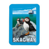 Puffins & Cruise Ship - Skagway, Alaska Magneet (Verticaal)