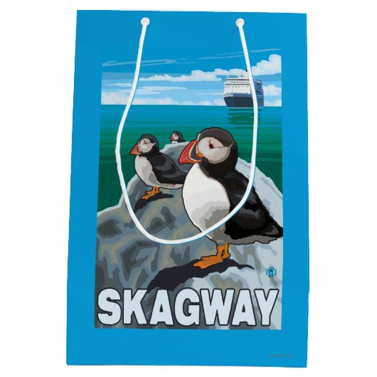 Puffins & Cruise Ship - Skagway, Alaska Medium Cadeauzakje (Achterkant)