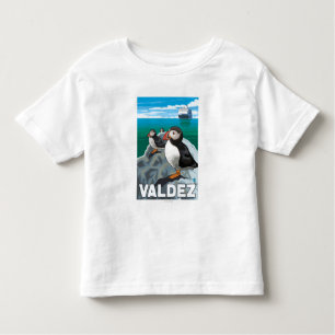 Puffins & Cruise Ship - Valdez, Alaska Kinder Shirts