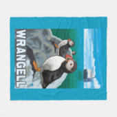 Puffins & Cruise Ship - Wrangell, Alaska Fleece Deken (Voorkant (Horizontaal))