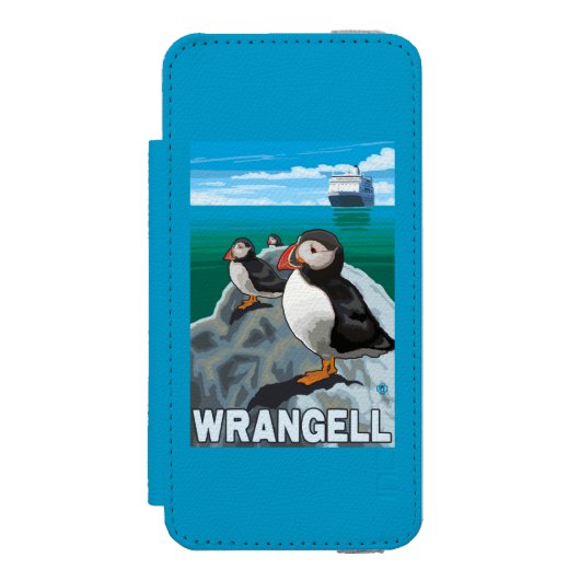 Puffins & Cruise Ship - Wrangell, Alaska Incipio iPhone Portemonnee Hoesje (Voorkant Agenda)