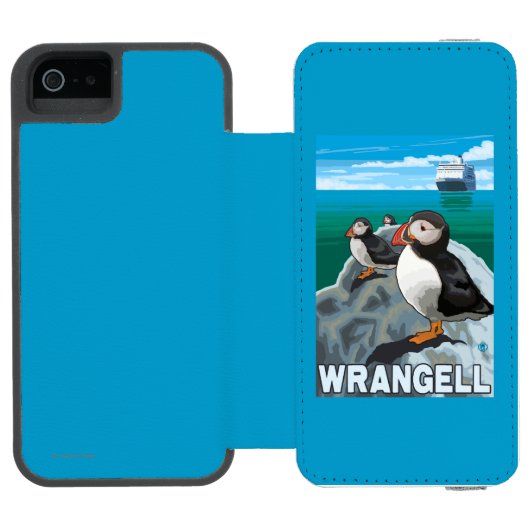 Puffins & Cruise Ship - Wrangell, Alaska Incipio iPhone Portemonnee Hoesje (Agenda Open)