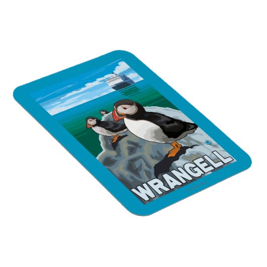 Puffins & Cruise Ship - Wrangell, Alaska Magneet (Rechterzijde)