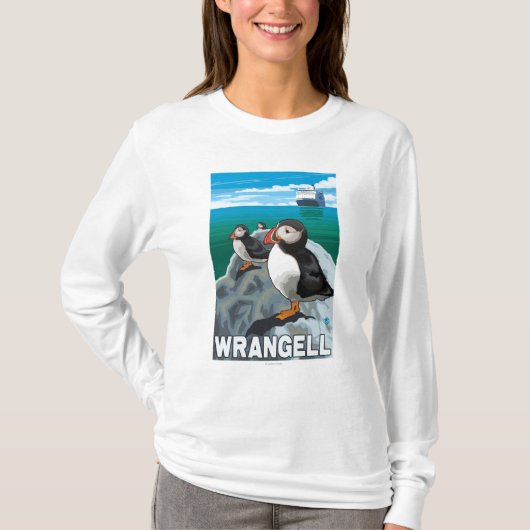 Puffins & Cruise Ship - Wrangell, Alaska T-shirt (Voorkant)