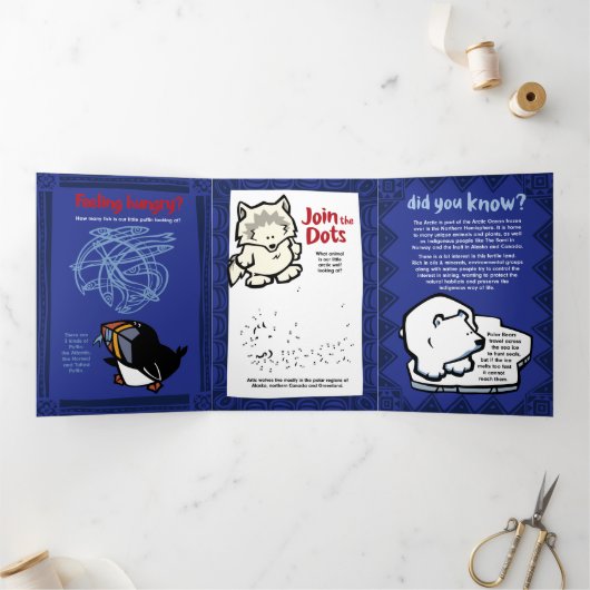 Puffins de la faune Puzzle Carte de voeux Triple (Intérieur)