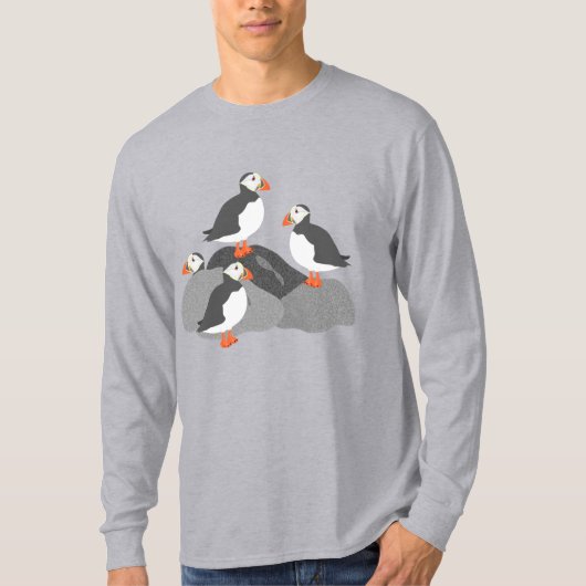 Puffins Long Slapes Mannen Tshirt (Voorkant)