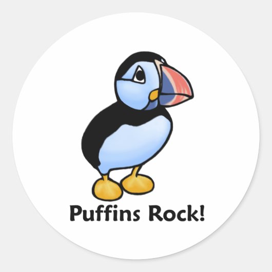 Puffins Rock! Ronde Sticker (Voorkant)