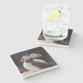 Puffins Stenen Onderzetter (Zijkant)