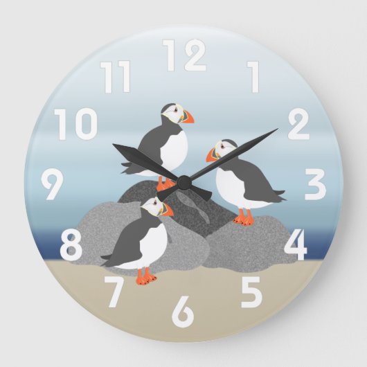 Puffins Wall Clock Grote Klok (Voorkant)