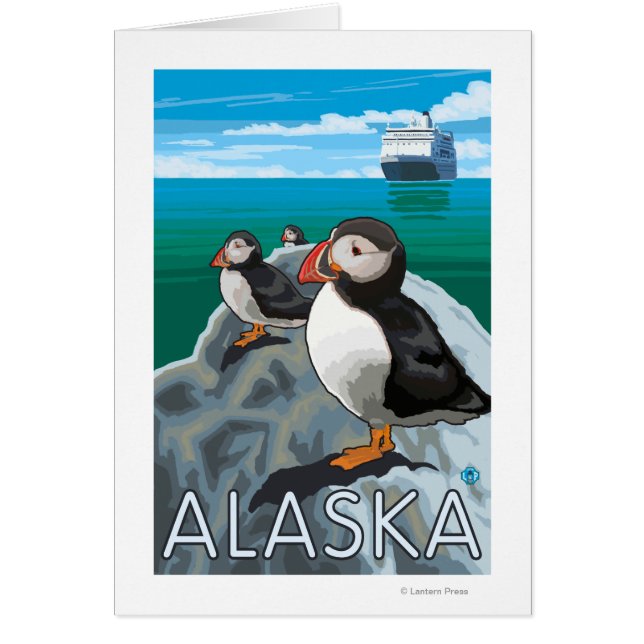 Puffins watching a Cruise Ship (Voorkant)