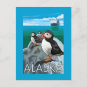 Puffins watching a Cruise Ship Briefkaart (Voorkant)