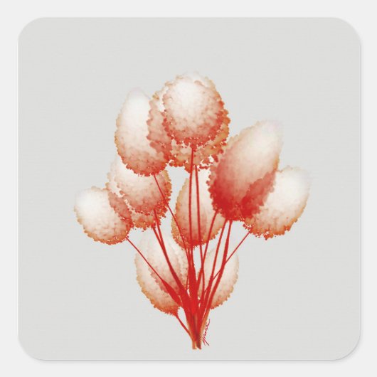 Puffy Blooms Vierkante Sticker (Voorkant)