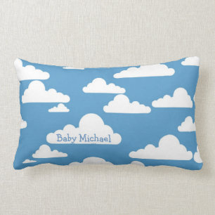 Puffy Clouds Blue Sky Custom Baby Kinder Name Kussen