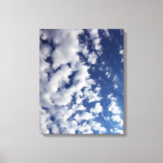 Puffy Clouds on Blue Sky Canvas Afdruk (Voorkant)