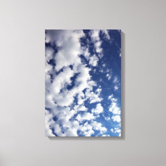 Puffy Clouds on Blue Sky Canvas Afdruk (Voorkant)