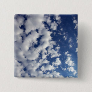 Puffy Clouds on Blue Sky Vierkante Button 5,1 Cm