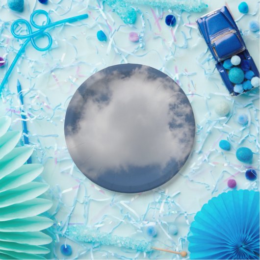 Puffy Cumulus Clouds in Blue Sky Papieren Bordje (Feest)