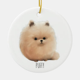Puffy Pup Kerstversiering Keramisch Ornament