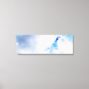 Puffy White Clouds en Blue Sky Canvas Afdruk
