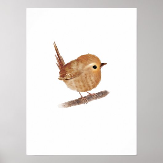Puffy Wren Bird Print (Voorkant)
