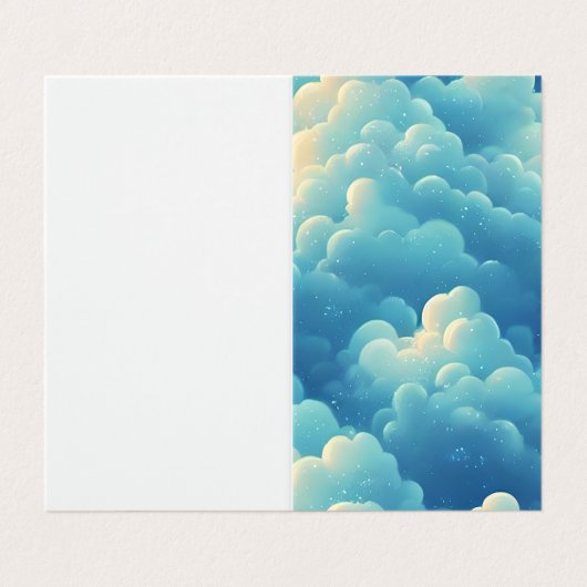 Puffy Zee Clouds Cartoon Achtergrond Visitekaartjes (Buitenkant ongevouwen)