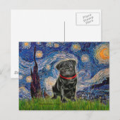 Pug 13 (zwart) - Sterrennacht Briefkaart (Voorkant / Achterkant)