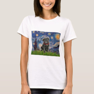 Pug 13 (zwart) - Sterrennacht T-shirt