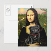 Pug 16 (zwart) - Mona Lisa Briefkaart (Voorkant / Achterkant)