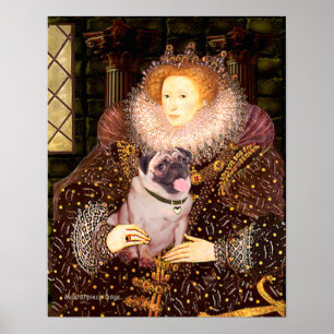 Pug 2 (bruin) - Koningin Poster
