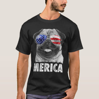 Pug 4th of Julys Merica Mannen Dames USA Amerikaan T-shirt