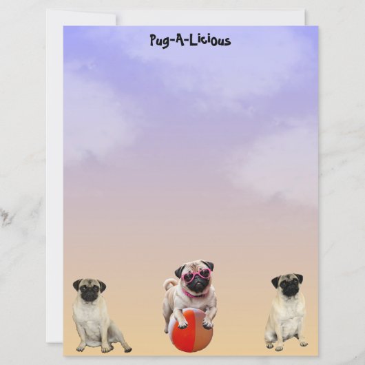 Pug-A-Licious Schattigee Pug Dog Stationery (Voorkant)