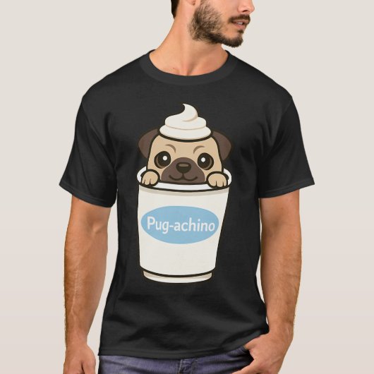 Pug-achino Pug Hond T-shirt (Voorkant)