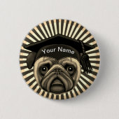 Pug Afstudeerder Ronde Button 5,7 Cm (Voorkant)