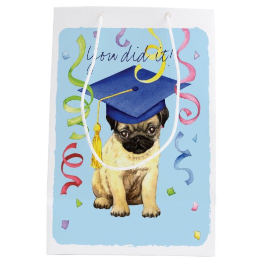 Pug Afstuderen Medium Cadeauzakje (Achterkant)