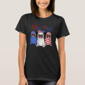 Pug American Flag Fireworks Independence Day T-shirt (Voorkant)