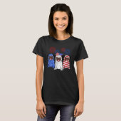 Pug American Flag Fireworks Independence Day T-shirt (Voorkant volledig)