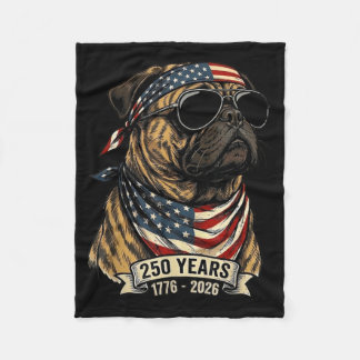 Pug Amerikaanse Vlag 250 Jaar 1776-2026 Fleece Deken