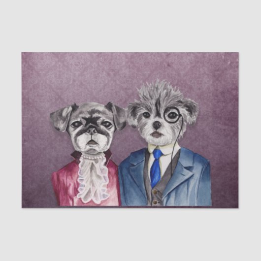 Pug and Brussel Griffon Dogs in  Attire Tissuepapier (Voorkant)