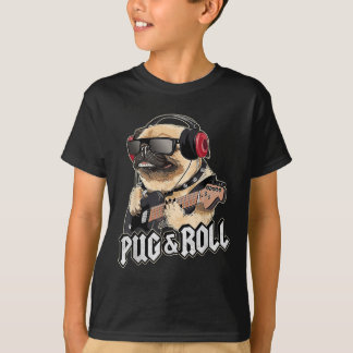 Pug and Roll Leuke Rockstar gitaar Rockin Music Si T-shirt