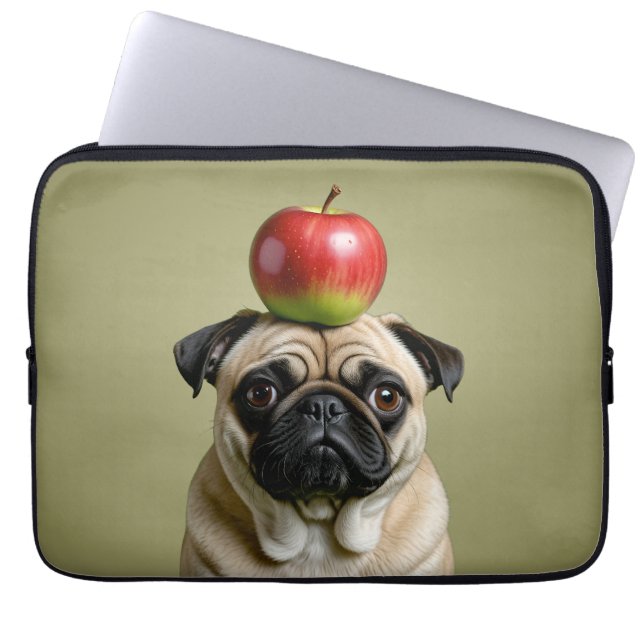 Pug Apple Laptop Sleeve (Voorkant)