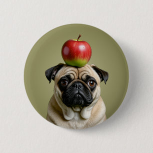 Pug Apple Ronde Button 5,7 Cm