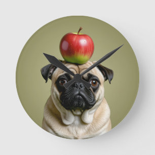 Pug Apple Ronde Klok