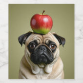 Pug Apple Wijn Etiket (Enkel label)