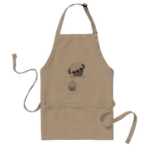 Pug Apron Cute Funny Pug Cupcake Gift voor Baker Standaard Schort