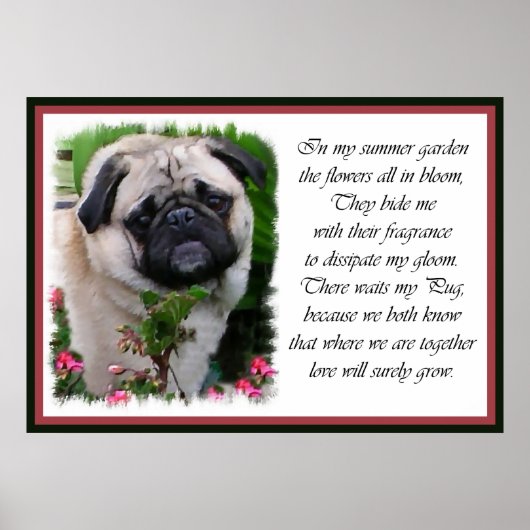 Pug Art Garden Poem Poster (Voorkant)